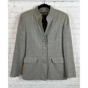 HERBERT GROSSMAN designed by CYNTHIA SOBEL gray wool embroidered jacket blazer 8